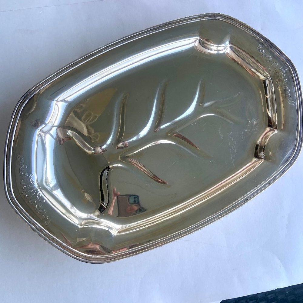 Meat Serving Footed Silver Tray Mullholland (EPNS) Vintage USA